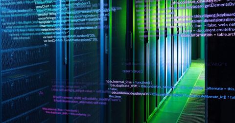 colorful programming code over data servers in modern data center - Download Free Stock Images Pikwizard.com