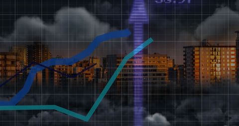 Financial Growth and Market Trends Over Urban Skyline - Download Free Stock Images Pikwizard.com