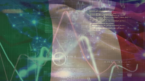 Nigeria Flag with Data Animation Symbolizing Global Business Interface