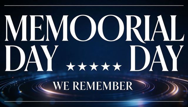 Memorial day tribute we remember patriotic poster with stars rings and elegant typography