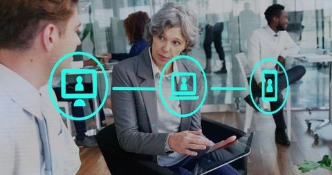 Business Professionals Exploring Global Networking Technology