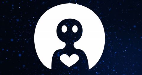 Social media concept with heart icon on starry background