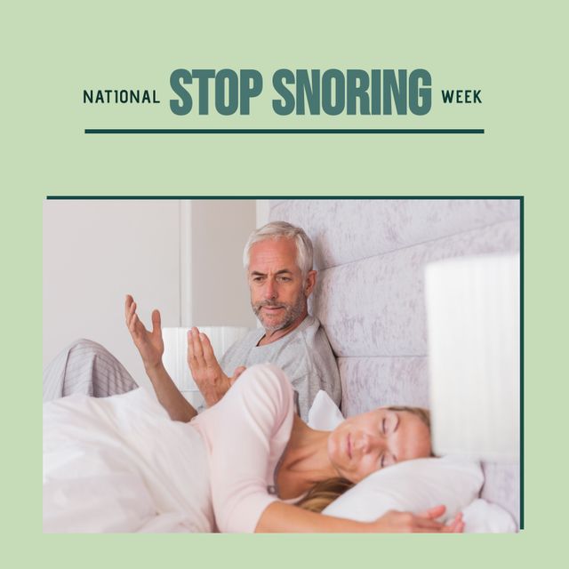 National Stop Snoring Week: Depicting Bedtime with Man and Sleeping Woman - Download Free Stock Templates Pikwizard.com