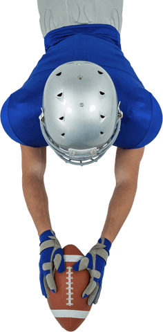 Transparent view american football player reaching for ball