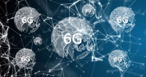 6G Technology Concept with Digital Globe and Network Connections