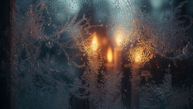Frosted Winter Glass with Warm Blurred Glow