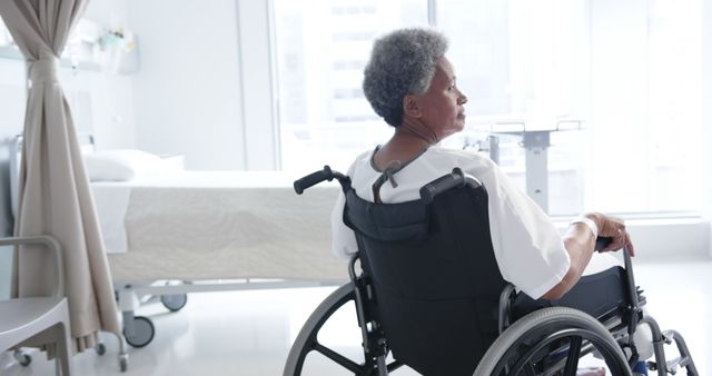 Senior Man in Wheelchair in Hospital Room - Download Free Stock Images Pikwizard.com