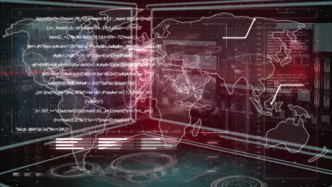 Digital World Map with Data Analytics Displayed in Futuristic Interface