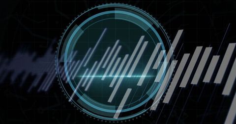 Futuristic Digital Analysis Display with Cybersecurity Elements