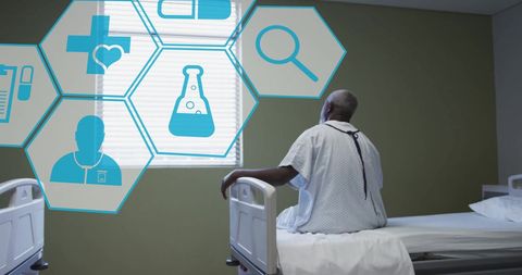 African American Patient Contemplating Health in Hospital Room