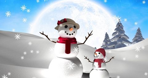 Charming Snowman Duo in Magical Winter Wonderland - Download Free Stock Images Pikwizard.com