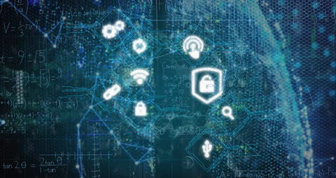 Digital Interface Animation with Network and Technology Symbols