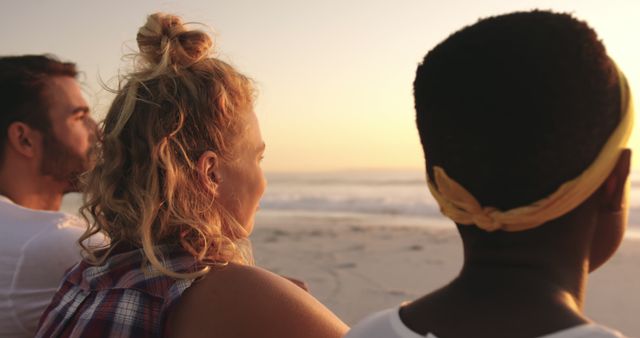 Diverse Friends Enjoying Sunset on Beach during Summer - Download Free Stock Images Pikwizard.com