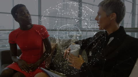 Diverse Businesswomen Discussing Global Data Connectivity