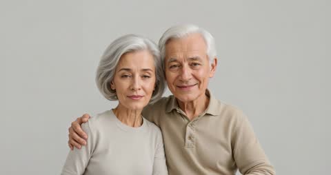 Senior Couple Portraying Affection in Studio Setting