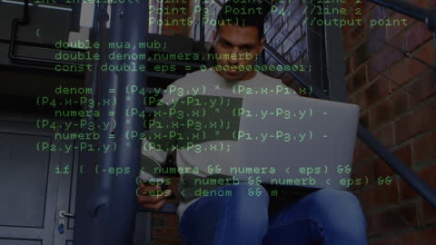 Tech Innovator Multitasking with Laptop and Smartphone