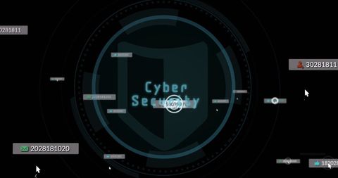 Cybersecurity overlay with digital icons and global scope