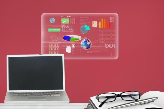 Digital composite of laptop with interface