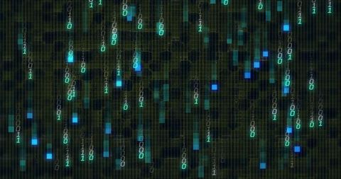 Flowing binary streams over digital grid abstract
