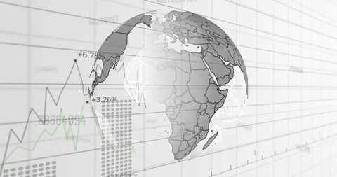 Global Data Visualization Overlay with Map and Graphs - Download Free Stock Images Pikwizard.com