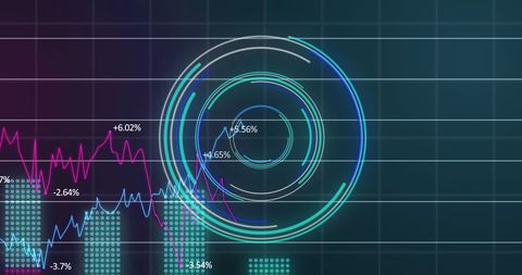 Neon Round Scanner with Statistical Data Display - Download Free Stock Images Pikwizard.com