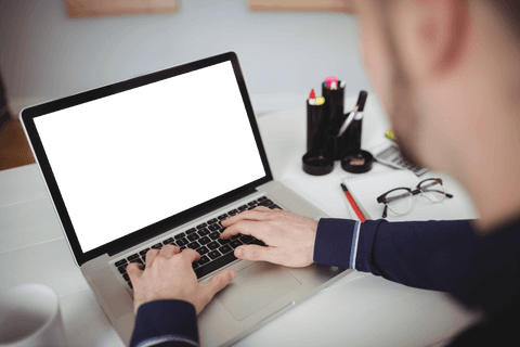 man working on laptop without screen, office concept transparent background - Download Free Stock Videos Pikwizard.com