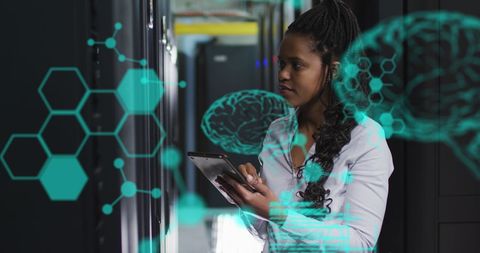 African American Female Technician Managing Server Room Data - Download Free Stock Images Pikwizard.com