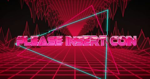 Retro Arcade Please Insert Coin Neon Text - Download Free Stock Images Pikwizard.com
