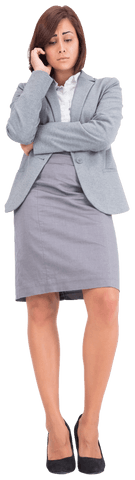 Thoughtful Female Professional on Transparent Background