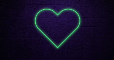 Green Neon Heart on Dark Brick Wall Background - Download Free Stock Images Pikwizard.com
