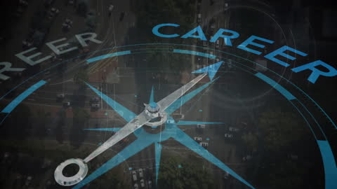 Digital Compass Navigating Career Path on Abstract Background