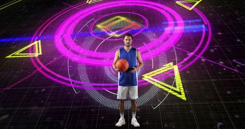 Futuristic Sports Technology Surrounding Basketball Player