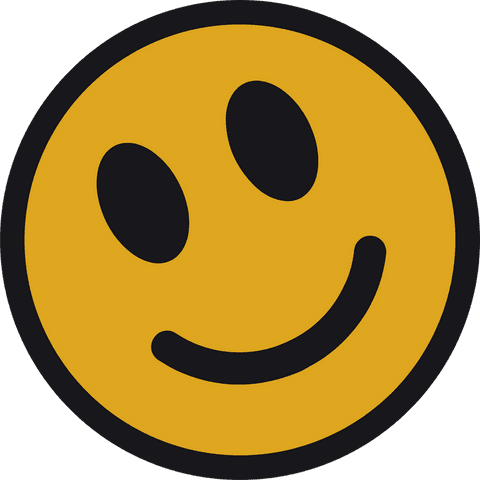 Playful yellow emoticon face on transparent background