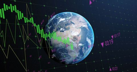 Global Financial Data Visually Integrated with Earth - Download Free Stock Images Pikwizard.com