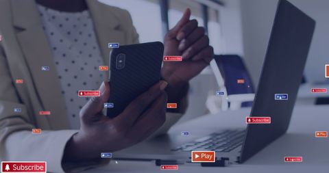 digital interaction with social media icons on smartphone and laptop - Download Free Stock Images Pikwizard.com