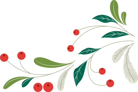 Floral Sprig with Red Berries on Transparent Background