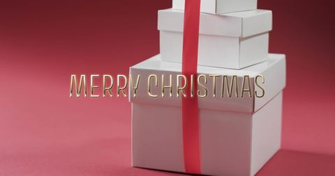 Festive Gift Boxes with Merry Christmas Text - Download Free Stock Images Pikwizard.com