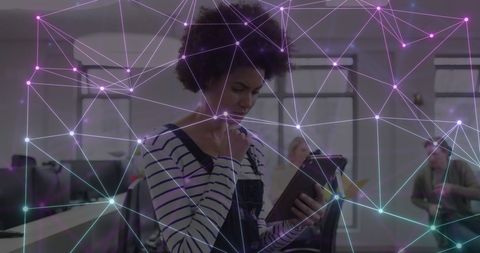 Businesswoman Analyzing Network Connections on Tablet - Download Free Stock Images Pikwizard.com