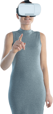Smiling Woman Engaging with Transparent Virtual Reality Technology - Download Free Stock Videos Pikwizard.com