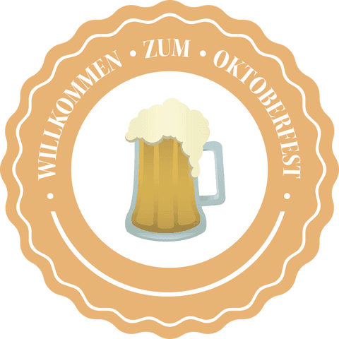 Willkommen zum oktoberfest round icon with beer mug transparent background
