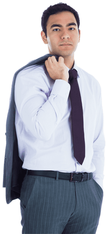 Biracial Businessman in Formal Wear on Transparent Background