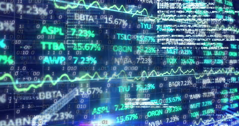 Abstract Digital Stock Market and Binary Code Overlapping