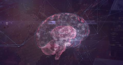floating holographic brain model with glowing pathways in digital space - Download Free Stock Images Pikwizard.com