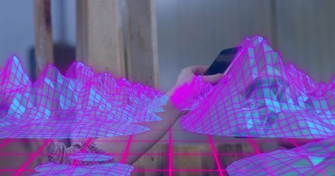 Vibrant Digital Mesh Landscape in Futuristic Art Style