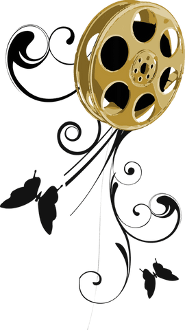 Golden Film Reel with Black Swirls and Butterflies on Transparent Background - Download Free Stock Videos Pikwizard.com
