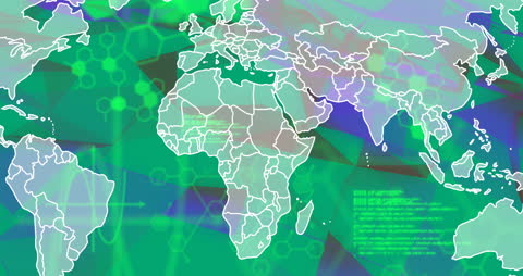Futuristic Global Data Overlay with World Map