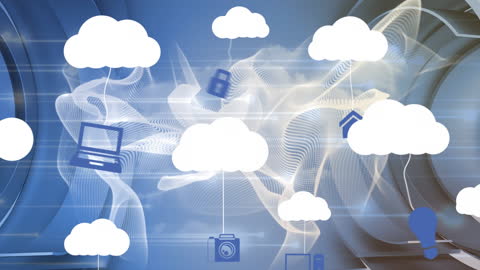 Cloud Computing Concept with Networking Icons and Digital Patterns
