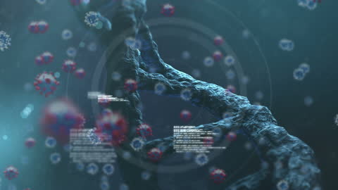 Spinning DNA Strand with Macro Cells Overlay