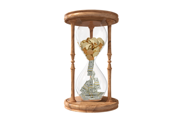 Transparent Hourglass Filled with Gold Coins and Banknotes - Download Free Stock Videos Pikwizard.com