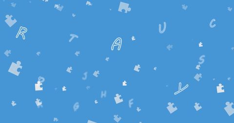 Floating Puzzles and Letters on Blue Background - Download Free Stock Images Pikwizard.com